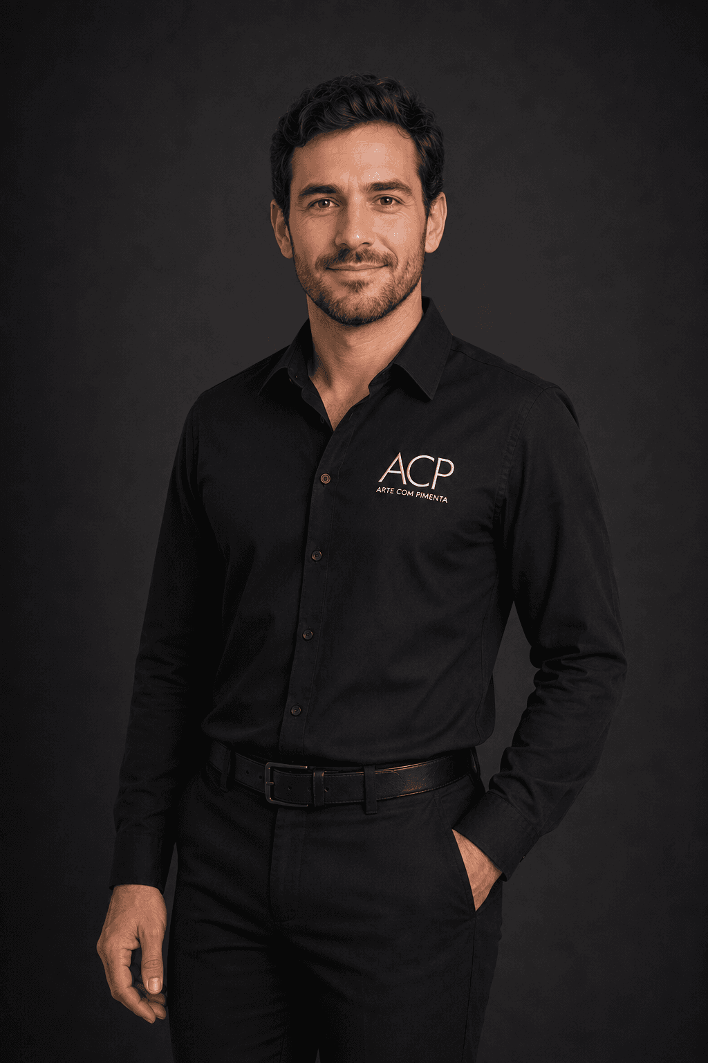 Retrato de Noah, agente de Globalização, Localização & Transcreation da Arte com Pimenta.